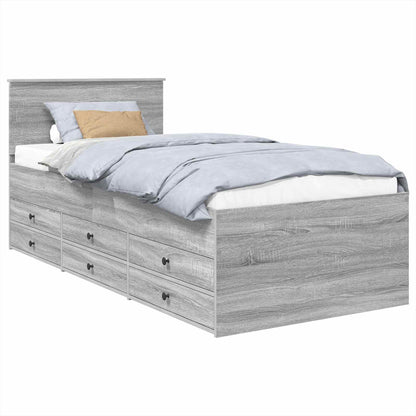 vidaXL Daybed Manual Grey Sonoma and Black 75 x 190 cm Engineered Wood
