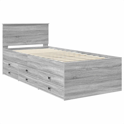 vidaXL Daybed Manual Grey Sonoma and Black 75 x 190 cm Engineered Wood