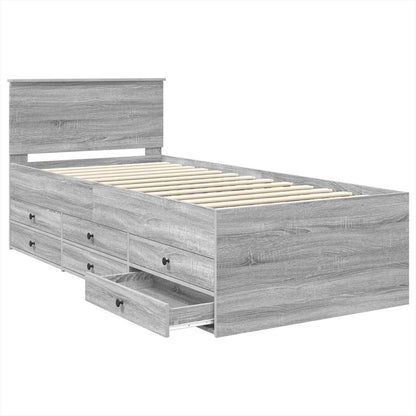 vidaXL Daybed Manual Grey Sonoma and Black 75 x 190 cm Engineered Wood