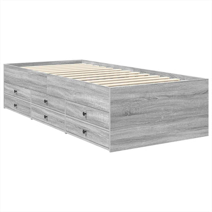 vidaXL Daybed Manual Grey Sonoma and Black 75 x 190 cm Engineered Wood