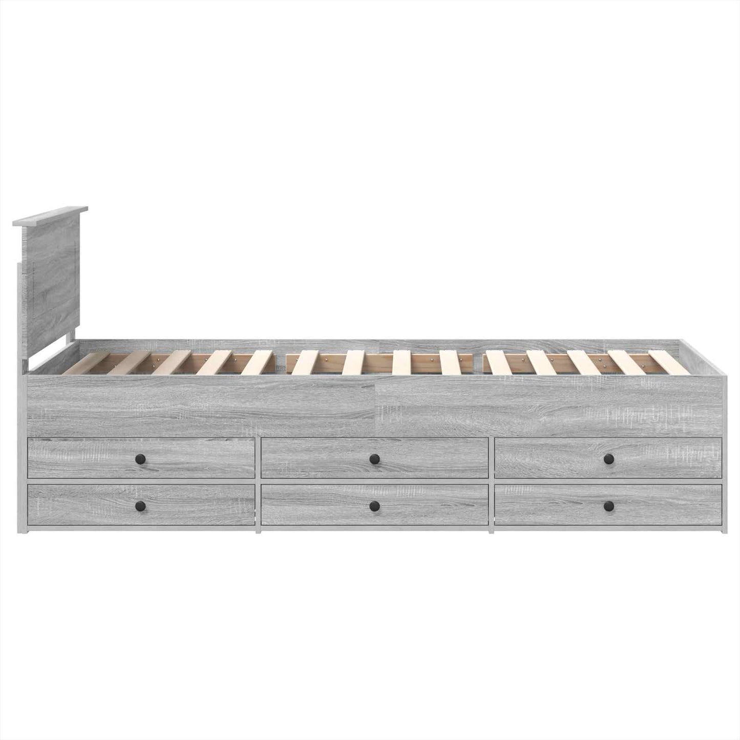 vidaXL Daybed Manual Grey Sonoma and Black 75 x 190 cm Engineered Wood