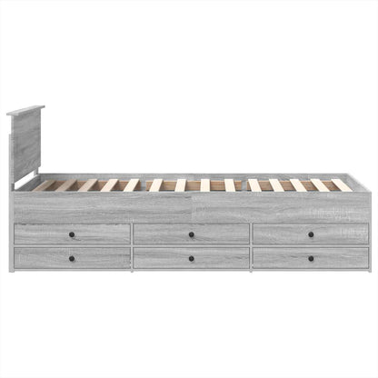 vidaXL Daybed Manual Grey Sonoma and Black 75 x 190 cm Engineered Wood