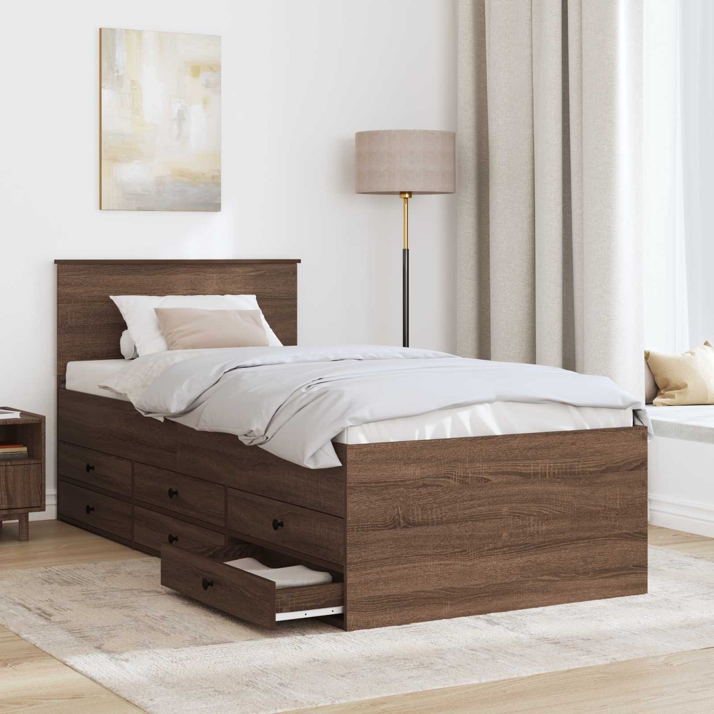 vidaXL Daybed Manual Brown Oak and Black 75 x 190 cm Engineered Wood