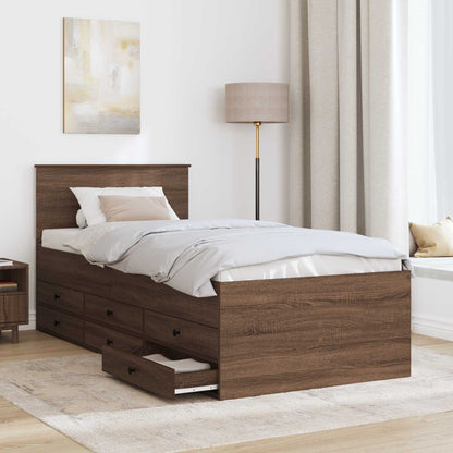 vidaXL Daybed Manual Brown Oak and Black 75 x 190 cm Engineered Wood