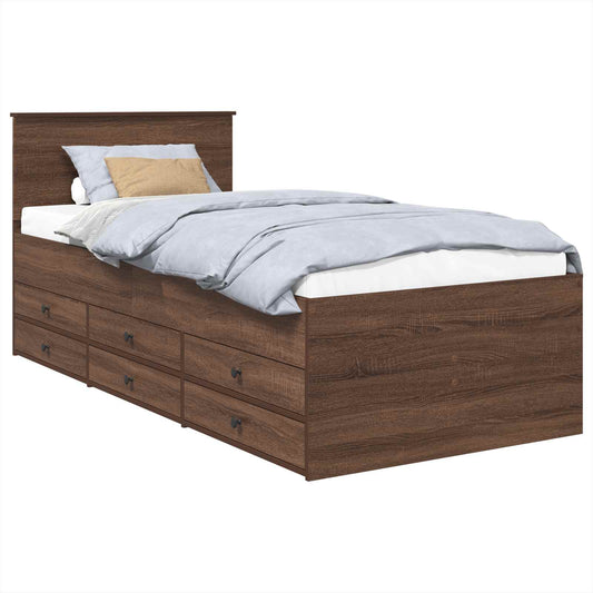 vidaXL Daybed Manual Brown Oak and Black 75 x 190 cm Engineered Wood