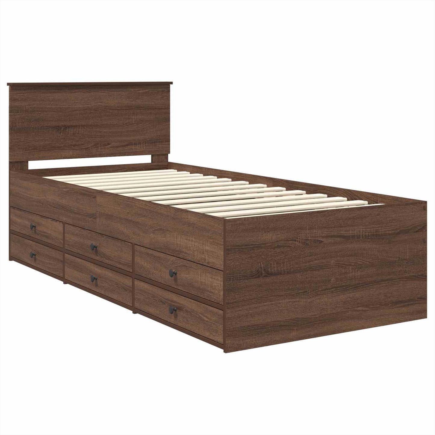 vidaXL Daybed Manual Brown Oak and Black 75 x 190 cm Engineered Wood