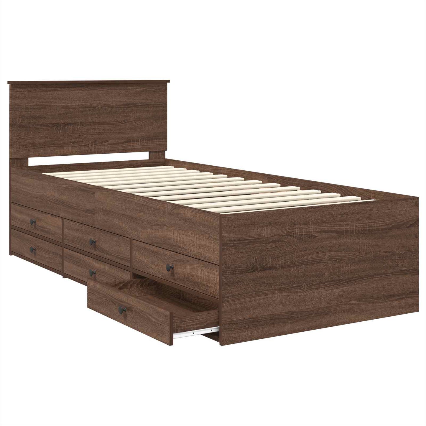 vidaXL Daybed Manual Brown Oak and Black 75 x 190 cm Engineered Wood
