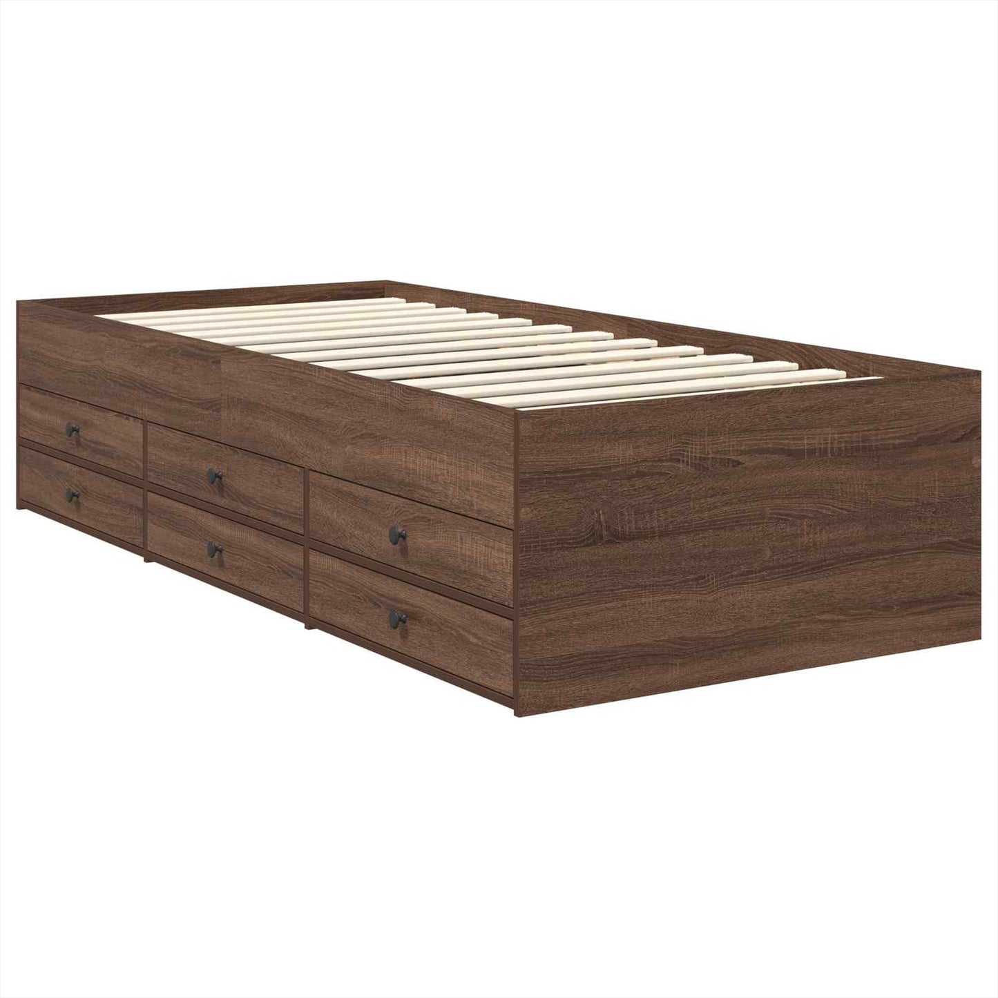 vidaXL Daybed Manual Brown Oak and Black 75 x 190 cm Engineered Wood