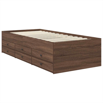 vidaXL Daybed Manual Brown Oak and Black 75 x 190 cm Engineered Wood