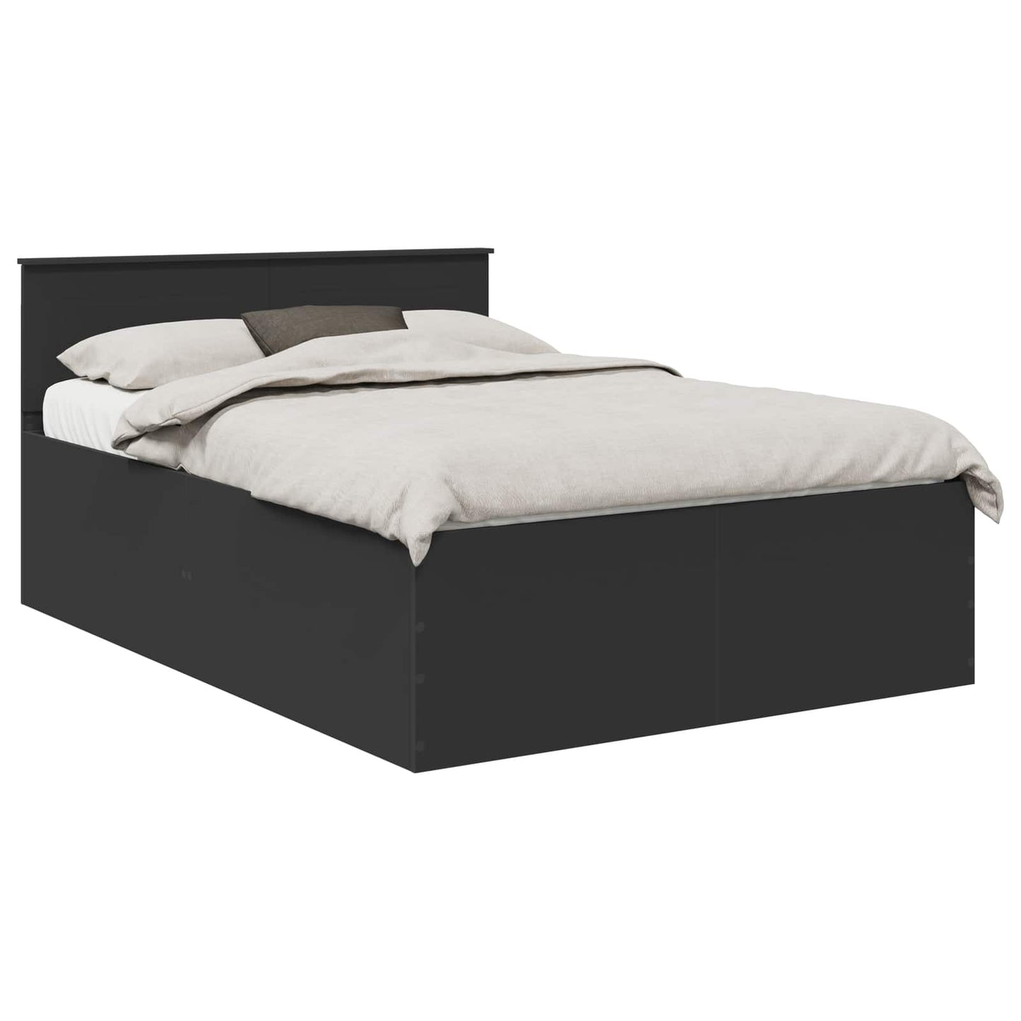 vidaXL Bed Frame with Headboard Black 160 x 200 cm Engineered Wood