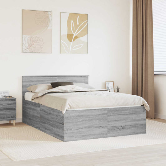 vidaXL Bed Frame Grey Sonoma 150 x 200 cm Engineered Wood