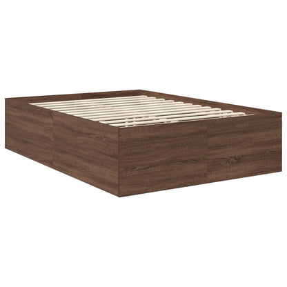 vidaXL Bed Frame with Headboard Brown Oak 150 x 200 cm Engineered Wood