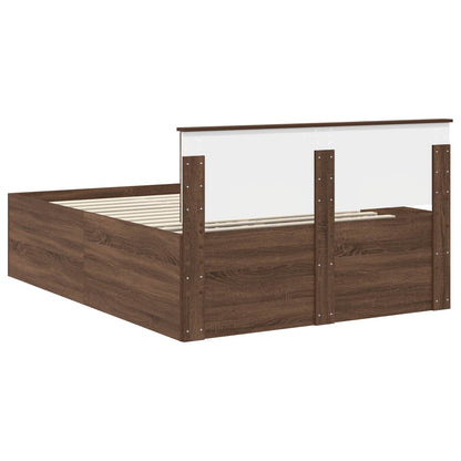 vidaXL Bed Frame with Headboard Brown Oak 150 x 200 cm Engineered Wood