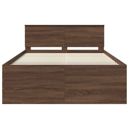 vidaXL Bed Frame with Headboard Brown Oak 150 x 200 cm Engineered Wood