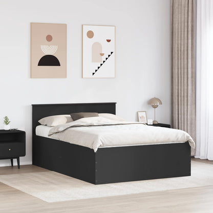 vidaXL Bed Frame with Headboard Black 140 x 190 cm Engineered Wood