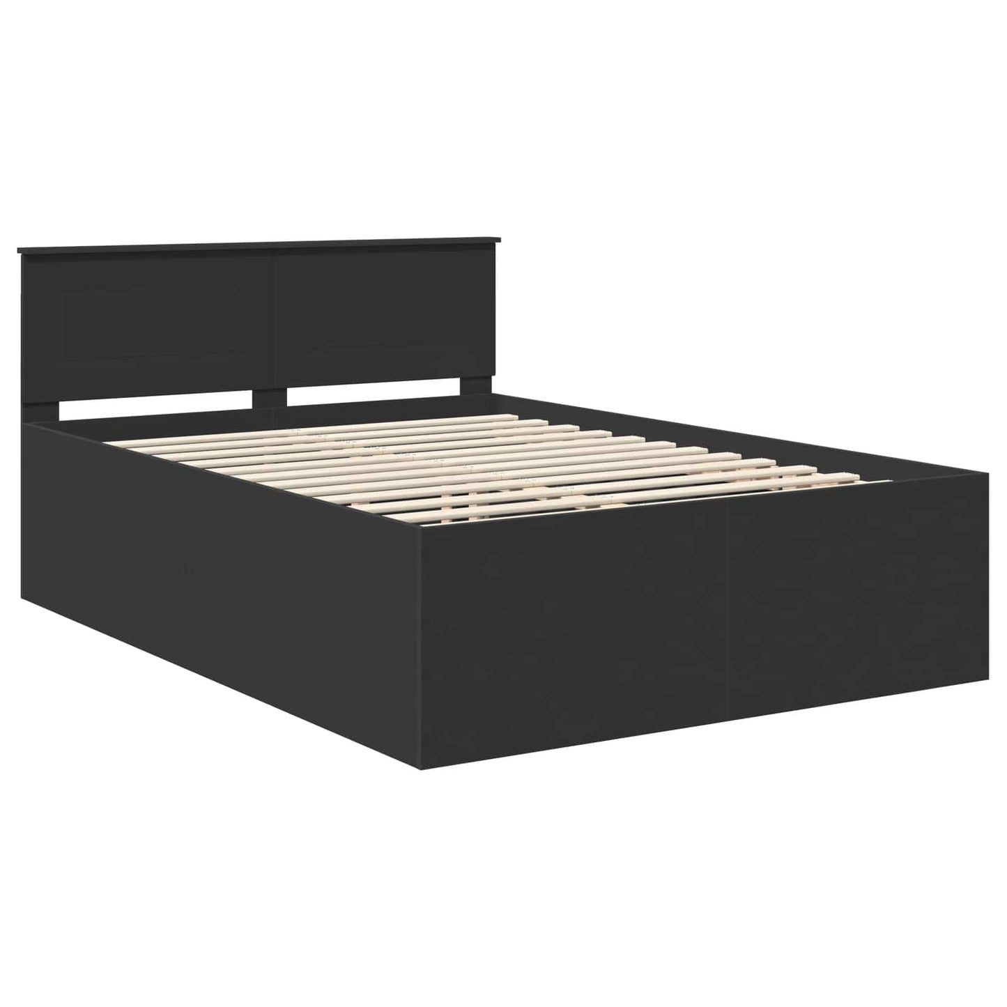 vidaXL Bed Frame with Headboard Black 140 x 190 cm Engineered Wood