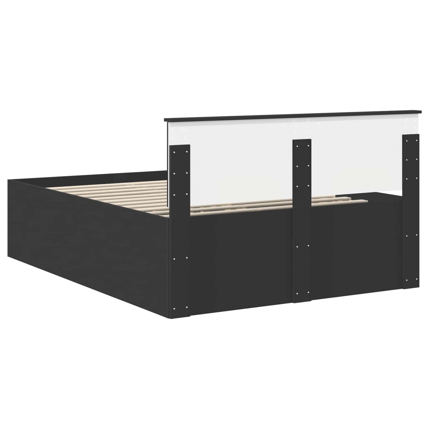 vidaXL Bed Frame with Headboard Black 140 x 190 cm Engineered Wood