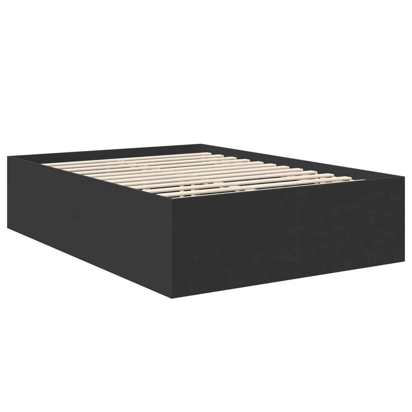 vidaXL Bed Frame with Headboard Black 140 x 200 cm Engineered Wood