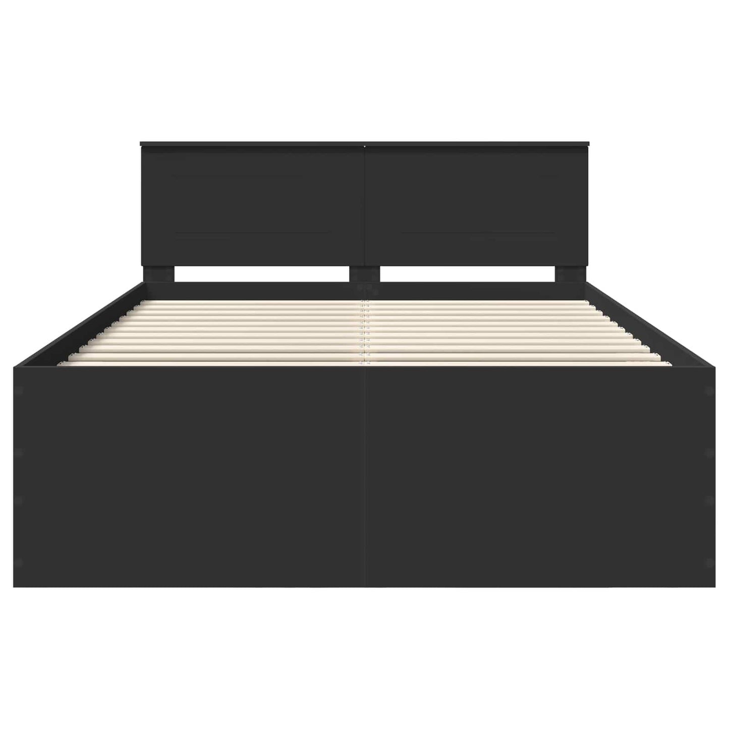 vidaXL Bed Frame with Headboard Black 140 x 200 cm Engineered Wood