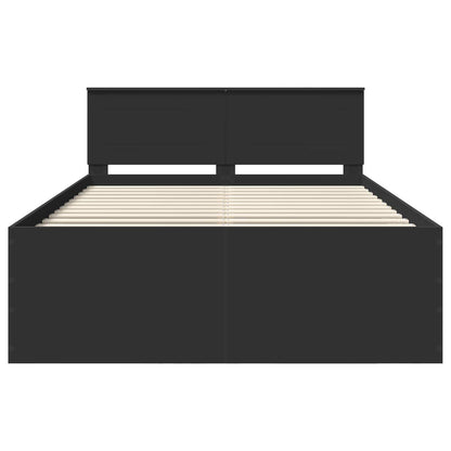 vidaXL Bed Frame with Headboard Black 140 x 200 cm Engineered Wood