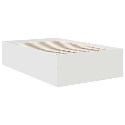 vidaXL Bed Frame with Headboard White 135 x 190 cm Engineered Wood
