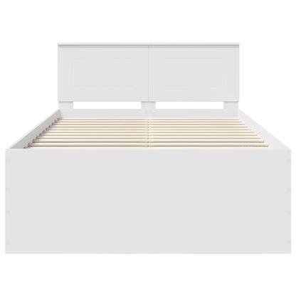vidaXL Bed Frame with Headboard White 135 x 190 cm Engineered Wood