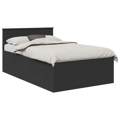 vidaXL Bed Frame with Headboard Black 135 x 190 cm Engineered Wood