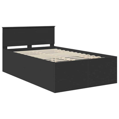 vidaXL Bed Frame with Headboard Black 135 x 190 cm Engineered Wood