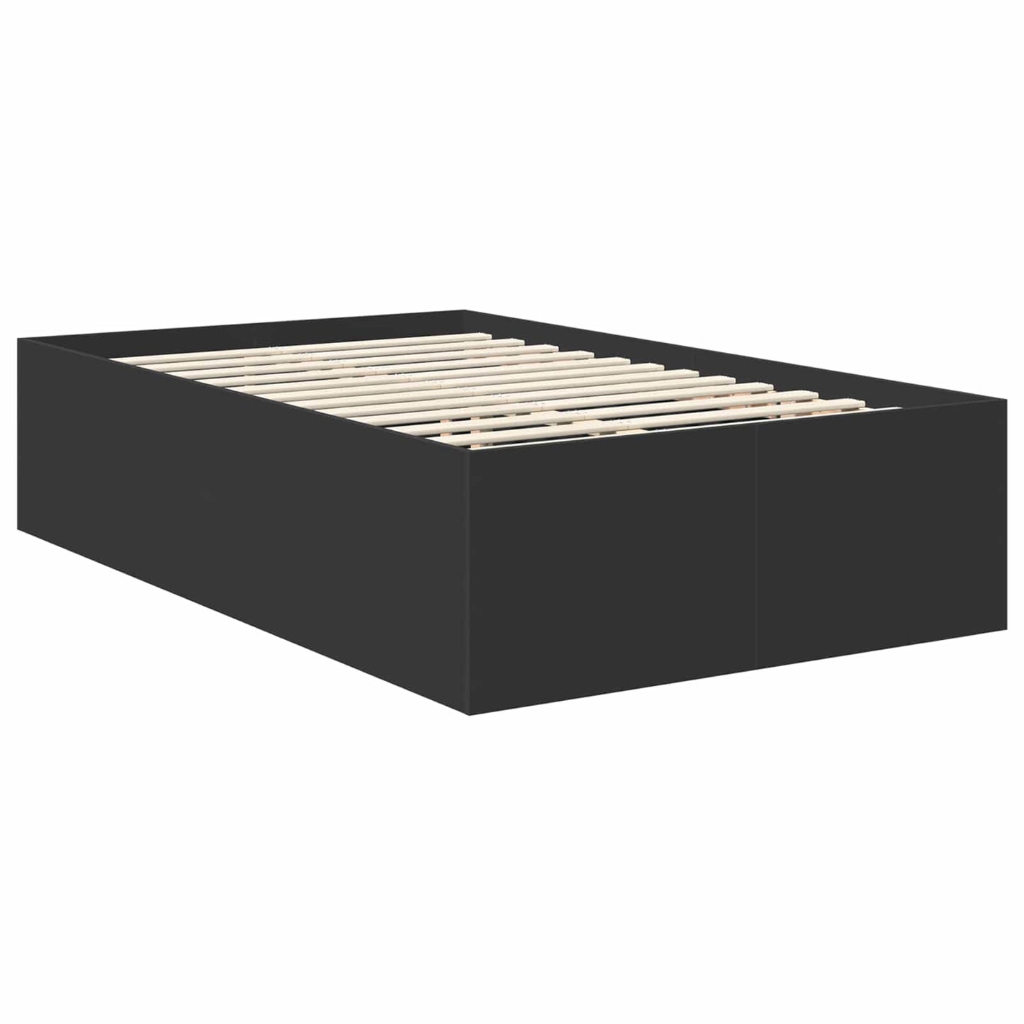 vidaXL Bed Frame with Headboard Black 135 x 190 cm Engineered Wood