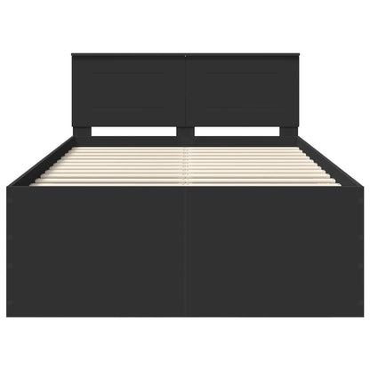 vidaXL Bed Frame with Headboard Black 135 x 190 cm Engineered Wood