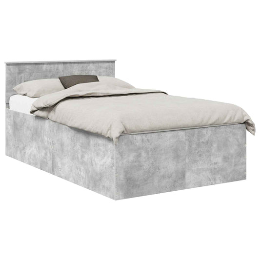 vidaXL Bed Frame Concrete Grey 135 x 190 cm Engineered Wood
