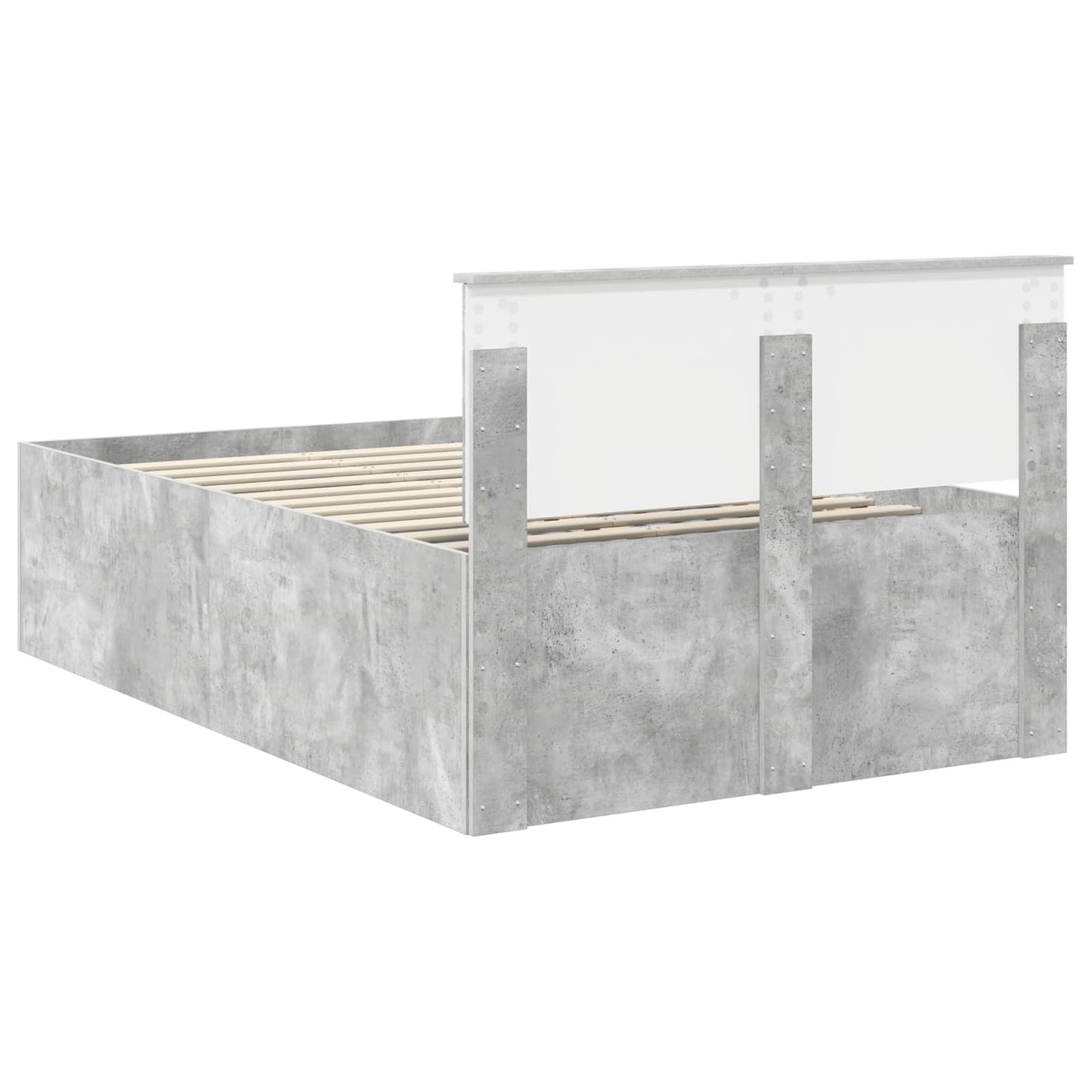 vidaXL Bed Frame Concrete Grey 135 x 190 cm Engineered Wood