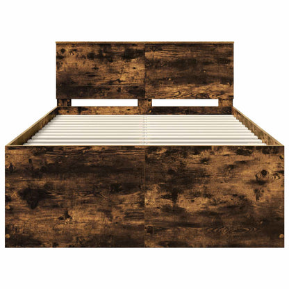 vidaXL Bed Frame Smoked Oak 135 x 190 cm Engineered Wood
