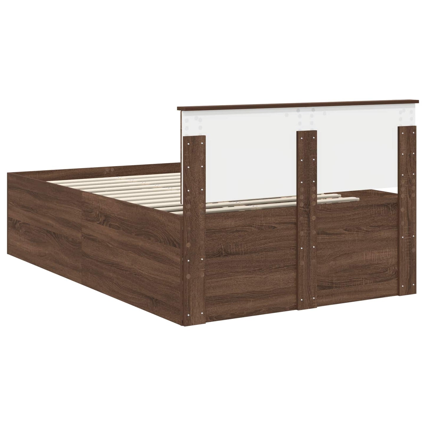 vidaXL Bed Frame with Headboard Brown Oak 135 x 190 cm Engineered Wood