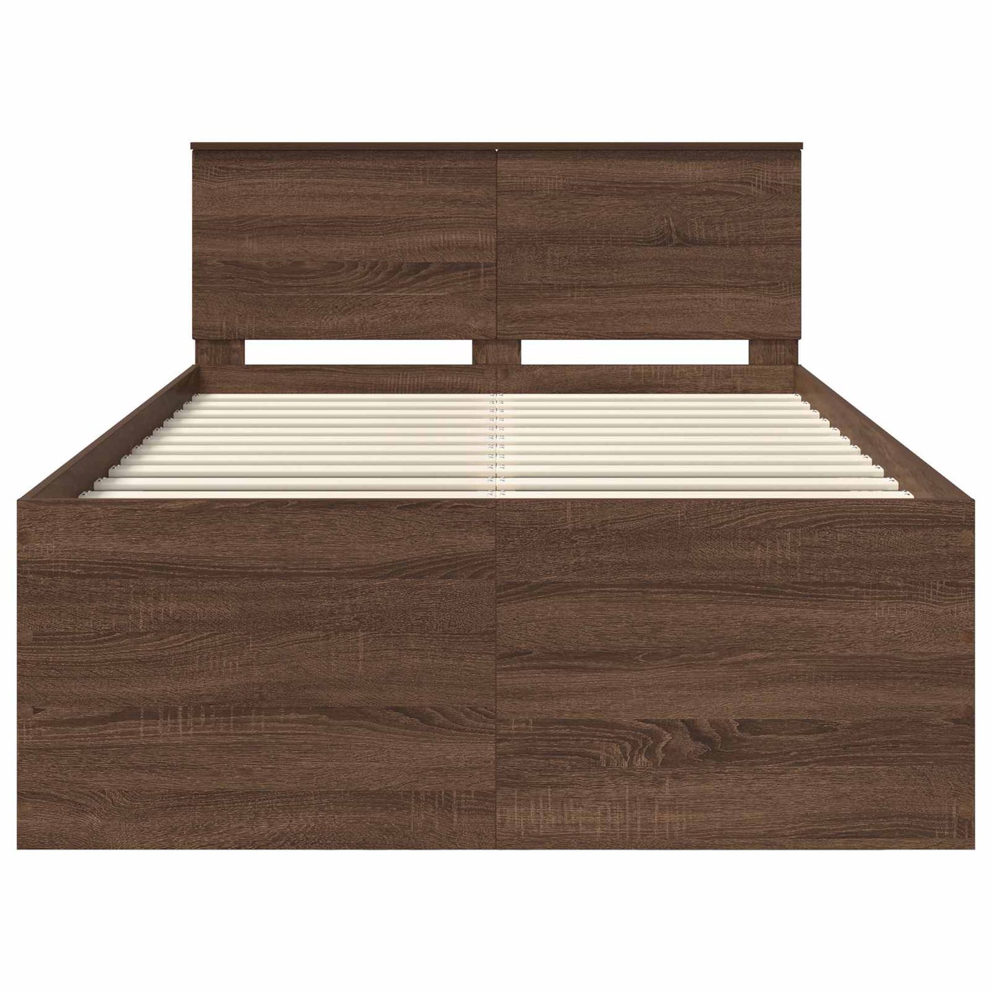 vidaXL Bed Frame with Headboard Brown Oak 135 x 190 cm Engineered Wood