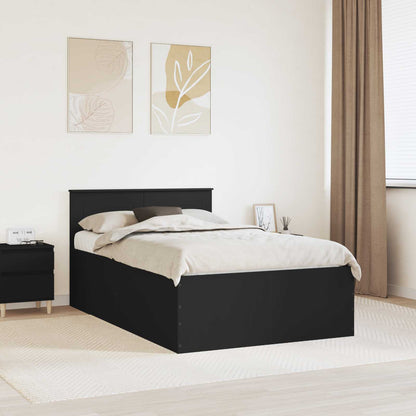 vidaXL Bed Frame with Headboard Black 120 x 190 cm Engineered Wood