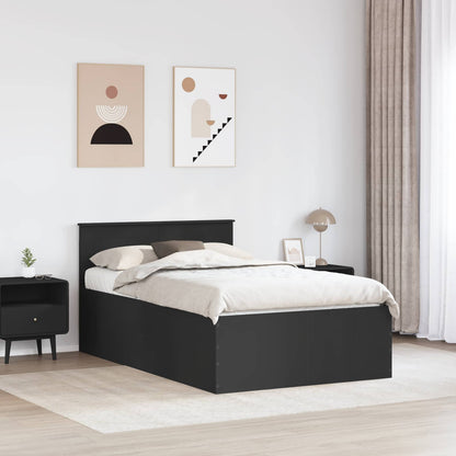 vidaXL Bed Frame with Headboard Black 120 x 190 cm Engineered Wood
