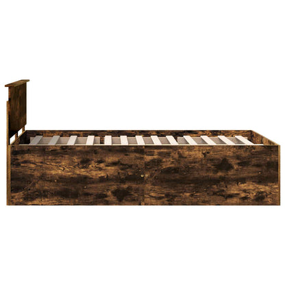 vidaXL Bed Frame Smoked Oak 120 x 190 cm Engineered Wood
