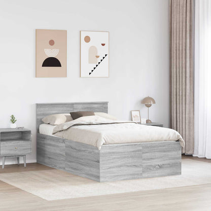 vidaXL Bed Frame Grey Sonoma 120 x 190 cm Engineered Wood