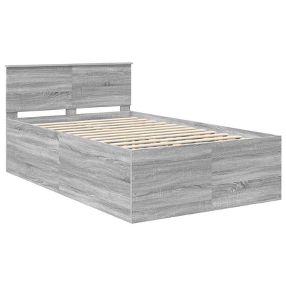 vidaXL Bed Frame Grey Sonoma 120 x 190 cm Engineered Wood