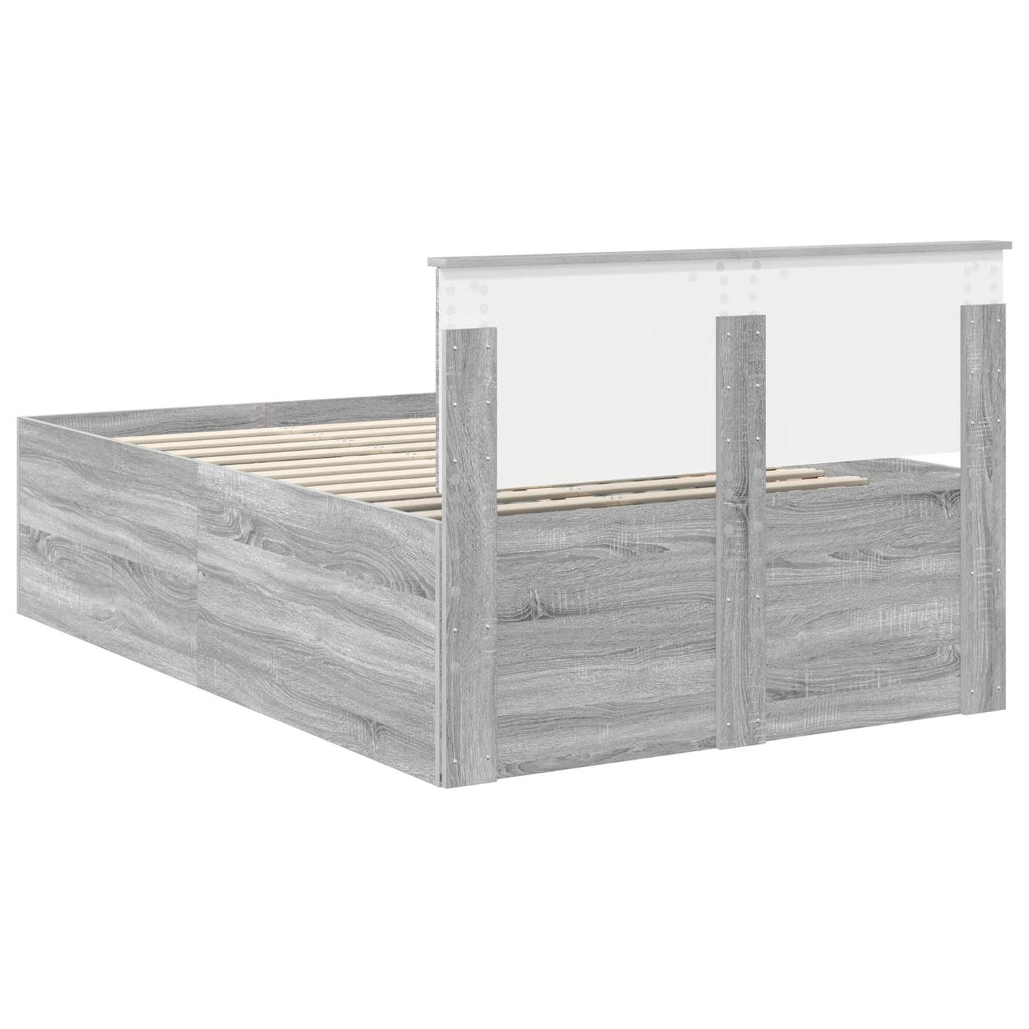 vidaXL Bed Frame Grey Sonoma 120 x 190 cm Engineered Wood