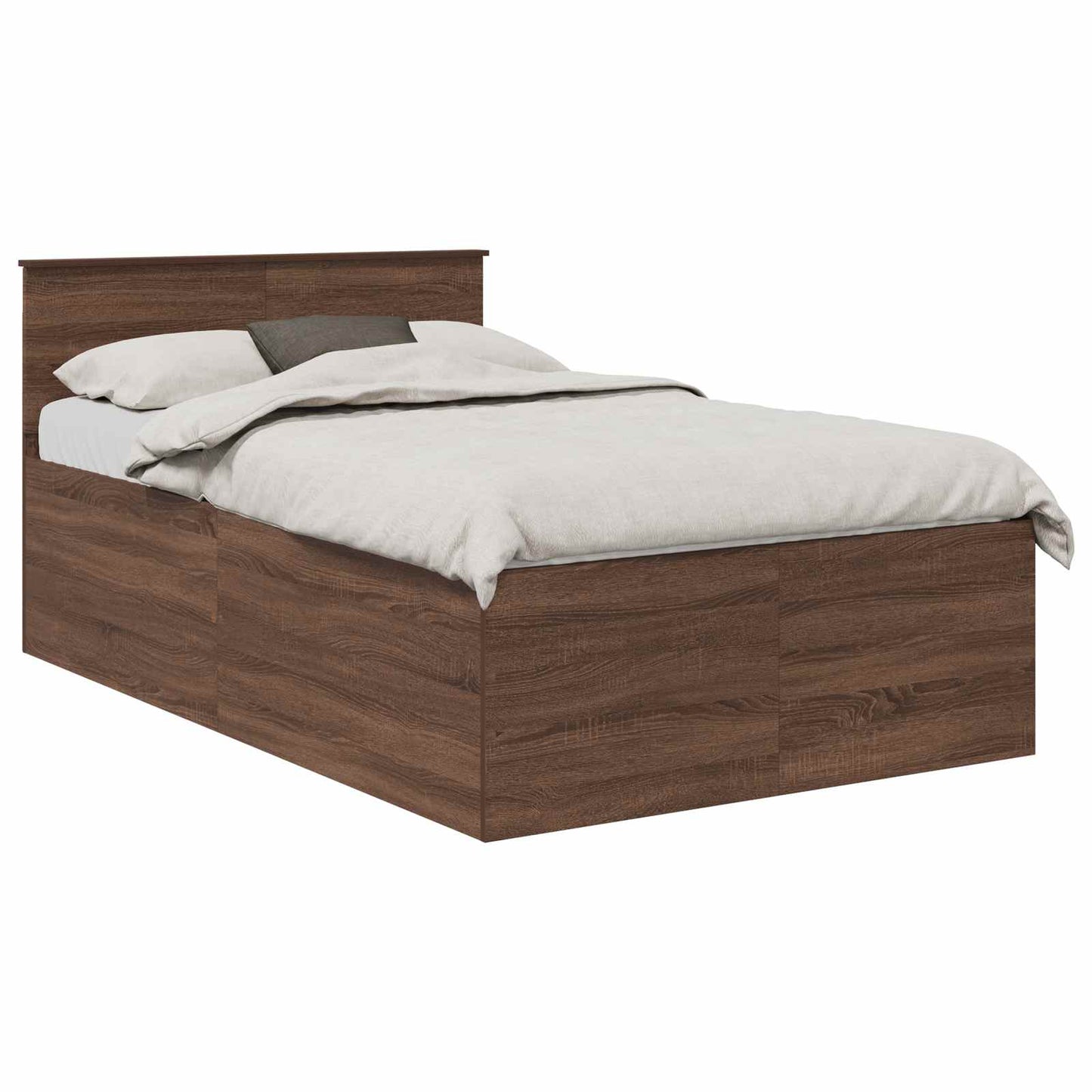 vidaXL Bed Frame with Headboard Brown Oak 120 x 190 cm Engineered Wood