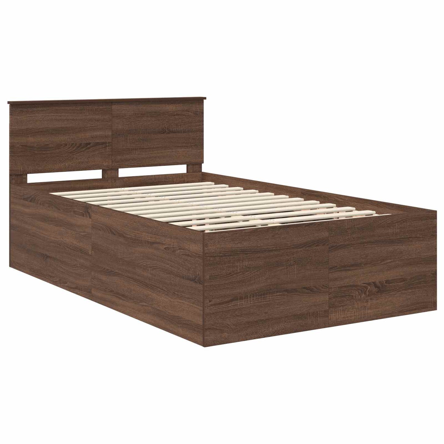 vidaXL Bed Frame with Headboard Brown Oak 120 x 190 cm Engineered Wood