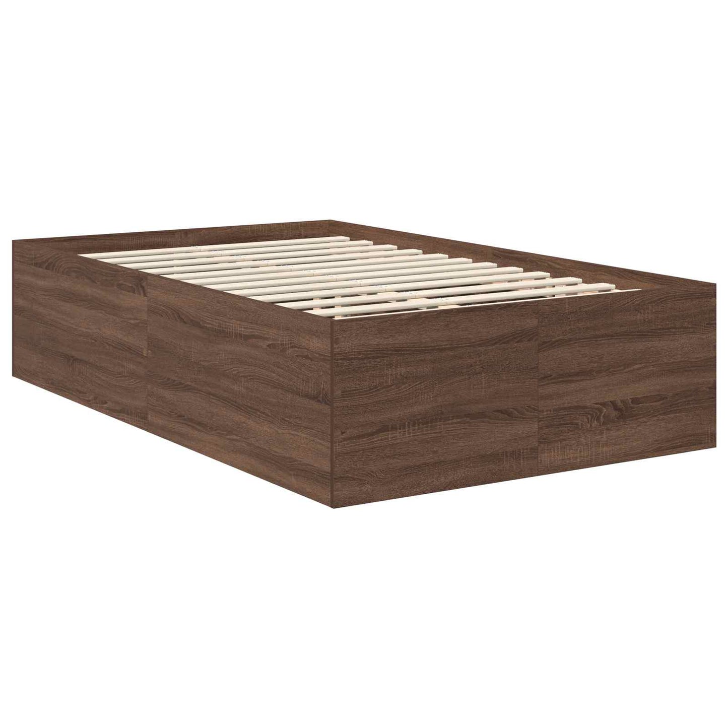 vidaXL Bed Frame with Headboard Brown Oak 120 x 190 cm Engineered Wood