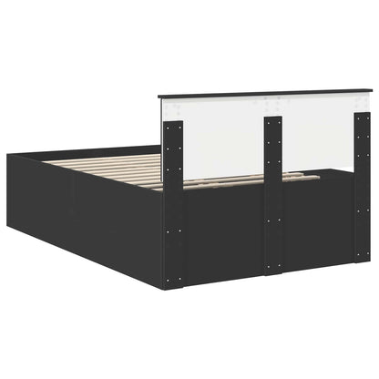 vidaXL Bed Frame with Headboard Black 120 x 200 cm Engineered Wood