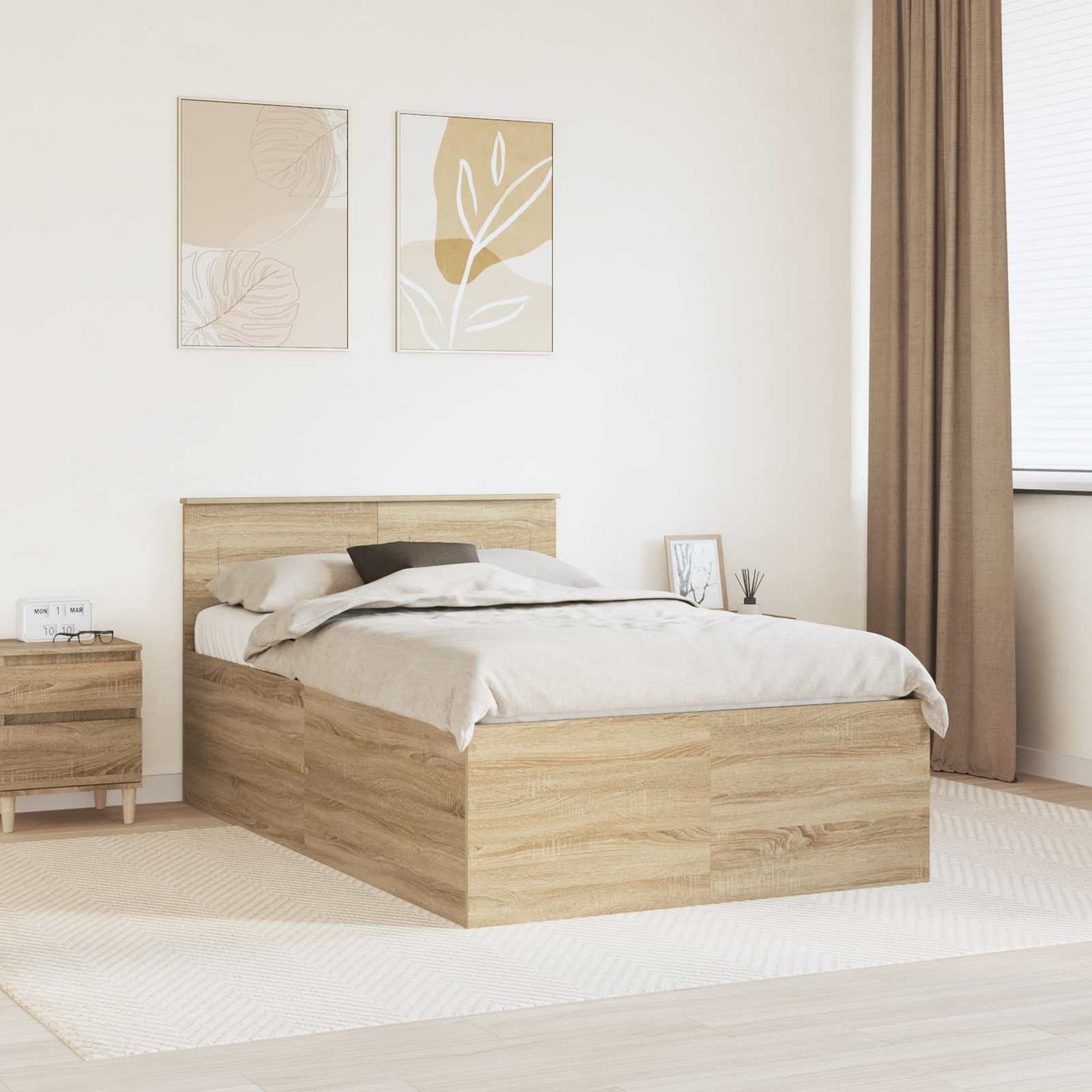 vidaXL Bed Frame Sonoma Oak 120 x 200 cm Engineered Wood