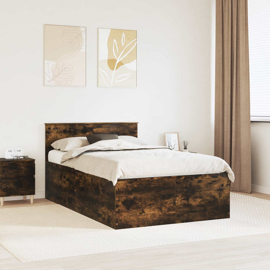 vidaXL Bed Frame Smoked Oak 120 x 200 cm Engineered Wood