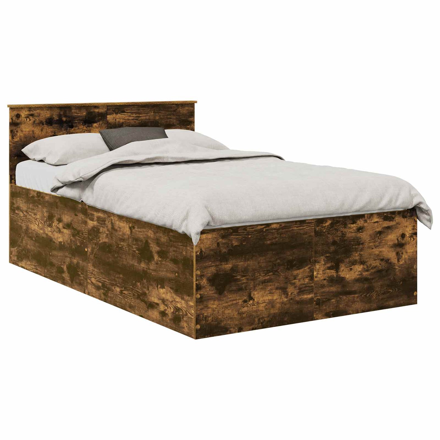 vidaXL Bed Frame Smoked Oak 120 x 200 cm Engineered Wood