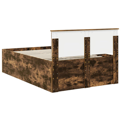 vidaXL Bed Frame Smoked Oak 120 x 200 cm Engineered Wood