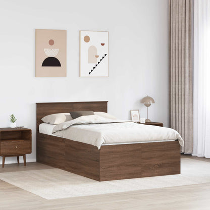 vidaXL Bed Frame with Headboard Brown Oak 120 x 200 cm Engineered Wood